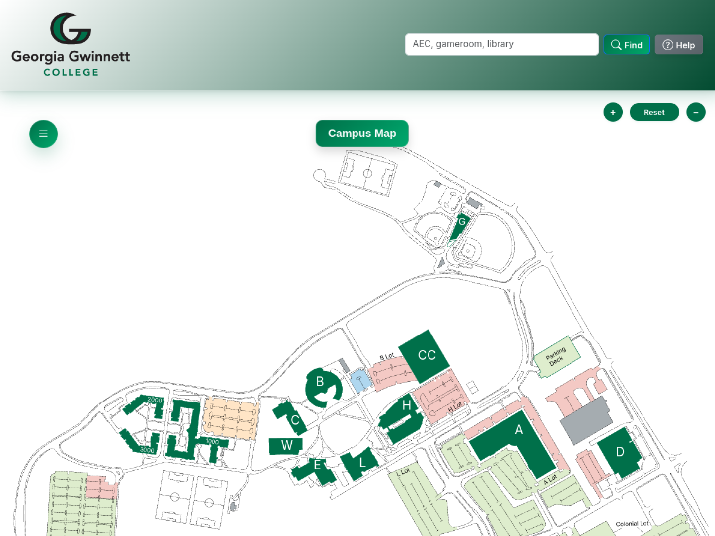 GGC Maps live campus map interface